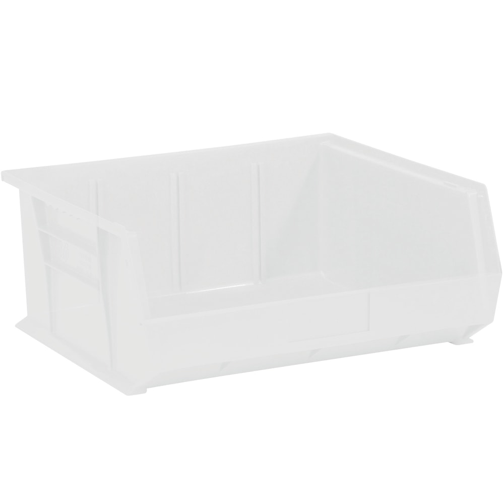 Partners Brand Plastic Stack & Hang Bin Boxes, Medium Size, 14 3/4in x 16 1/2in x 7in, Clear, Pack Of 6