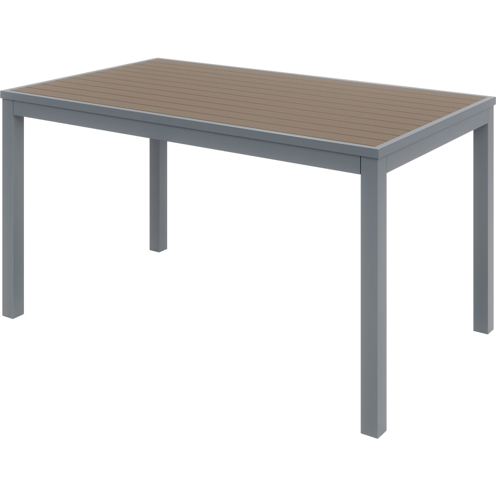 KFI Studios Eveleen Rectangle Outdoor Patio Table, 29inH x 32inW x 55inD, Silver/Mocha