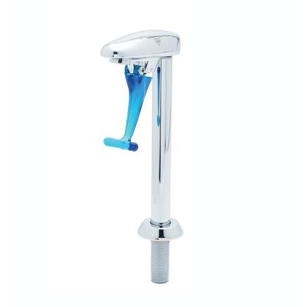 T&S Brass Deck-Mount Pedestal Glass Filler, 8in, Stainless/Dark Blue