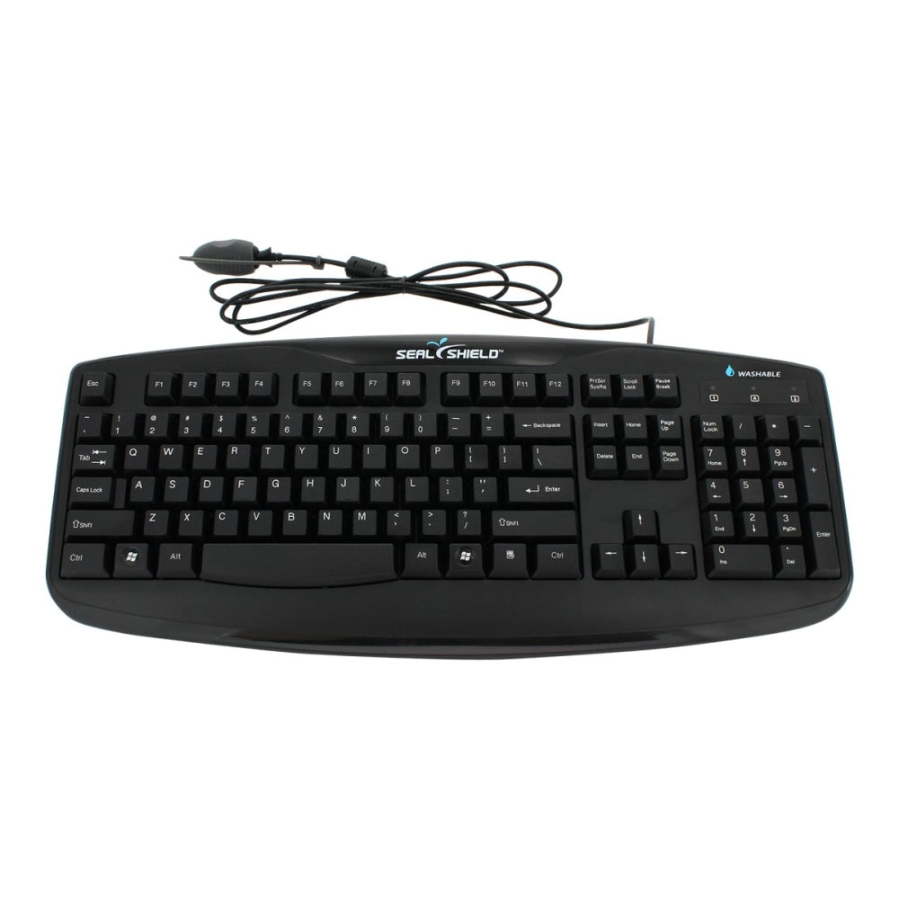 Seal Shield Silver Storm Wired Washable Keyboard, Black, STK503P