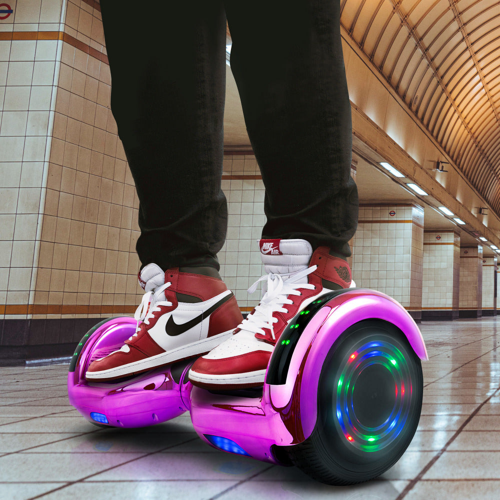 AOB Hoverboard With Bluetooth Speakers, 7inH x 27inW x 7-5/16inD, Purple/Chrome