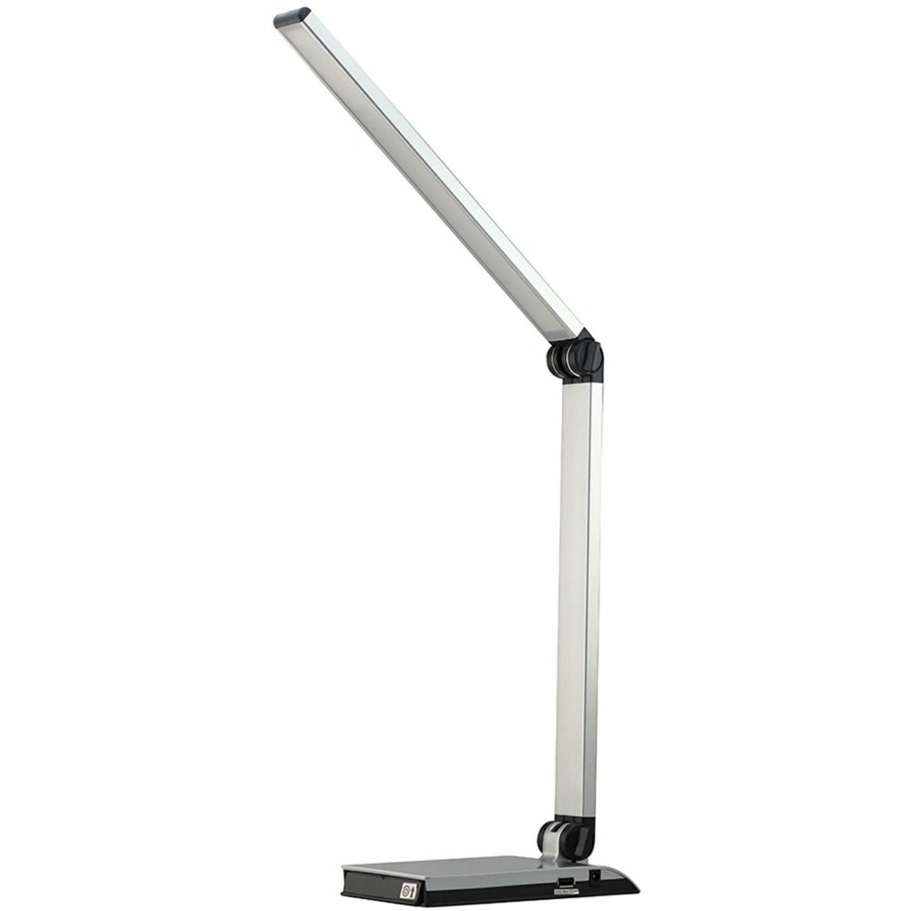 Lorell LED USB Smart Device Station Task Light, Dimmable, Silver