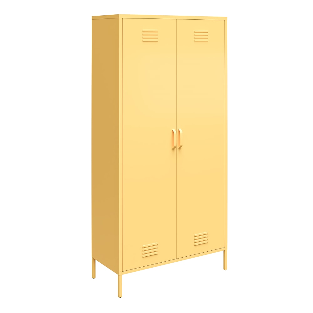 Ameriwood Home Cache Tall 2-Door Metal Locker Cabinet, 72-7/8inH x 35-7/16inW x 15-3/4inD, Yellow