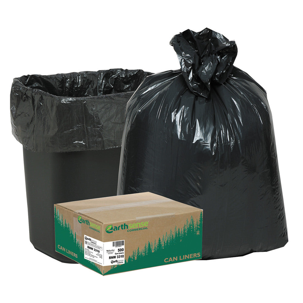 Webster EarthSense 0.65 mil Trash Bags, 16 gal, 24inH x 31inW, 75% Recycled, Black, 500 Bags