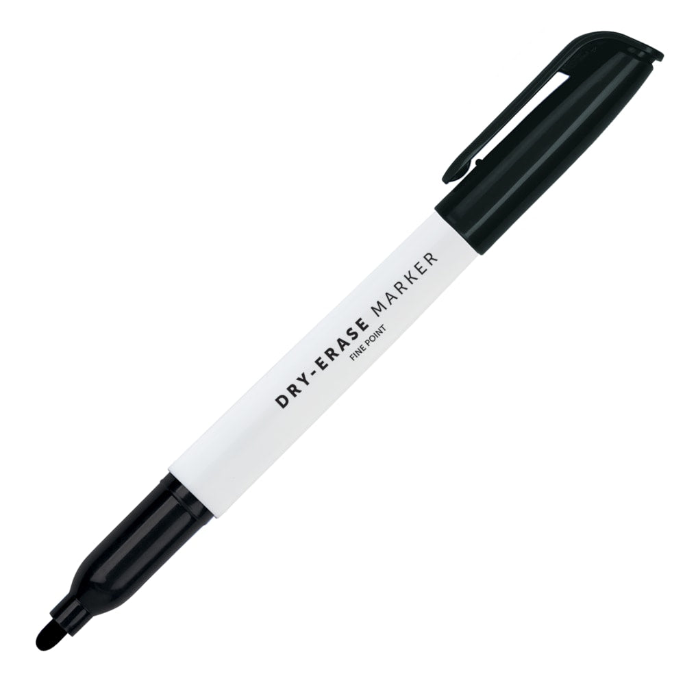 Office Depot Brand Low-Odor Pen-Style Dry-Erase Markers, Fine Point, 100% Recycled Plastic Barrel, Black Ink, Pack Of 5