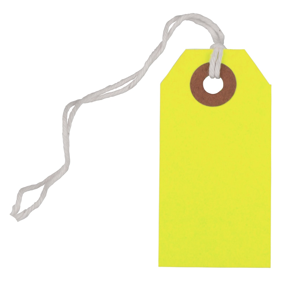 JAM Paper Tiny Gift Tags, 3-3/8in x 2-3/4in, Neon Yellow, Pack Of 10 Tags