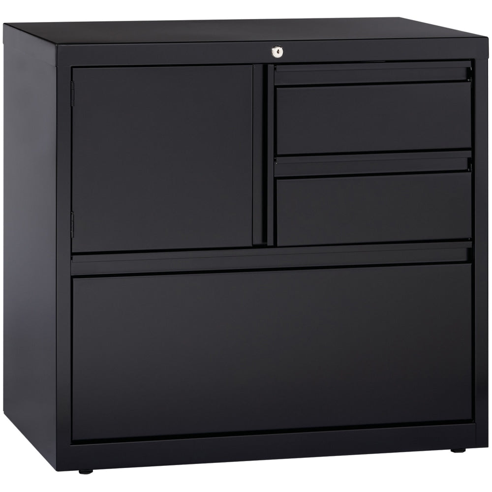 Lorell 30inW Steel Personal Storage Center With Lateral File Cabinet, Black