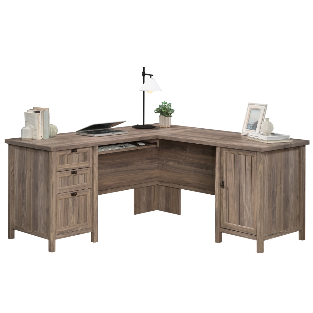 Sauder Costa 66inW L-Shaped Computer Desk, Washed Walnut