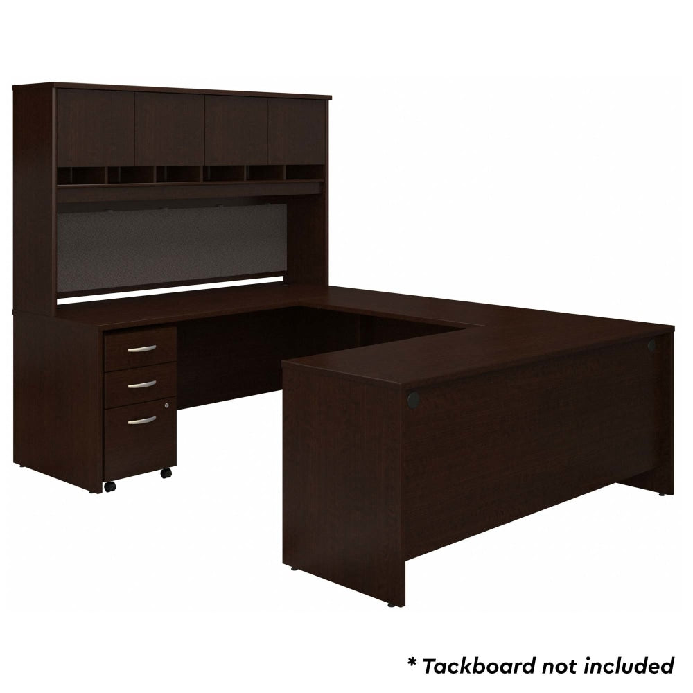 Bush Business Furniture 72inW U-Shaped Corner Desk With Hutch And Storage, Mocha Cherry, Standard Delivery