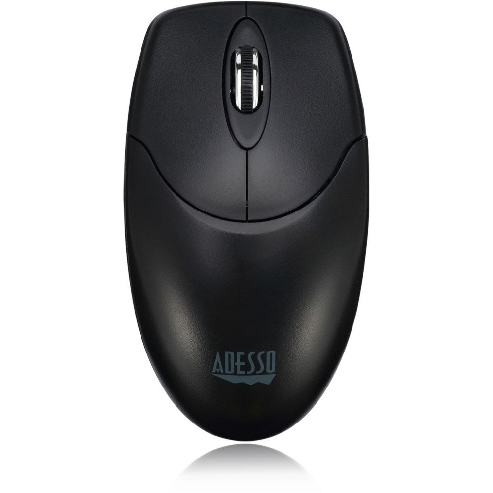 Adesso Antimicrobial Wireless Desktop Mouse - Optical - Wireless - Radio Frequency - 2.40 GHz - Black - USB - 1200 dpi - Scroll Wheel - 3 Button(s) - Symmetrical