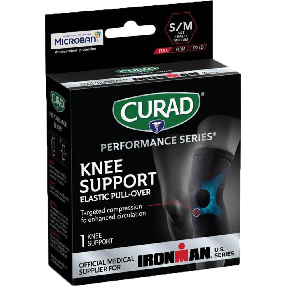 CURAD Elastic Knee Support With Microban, Small, Black