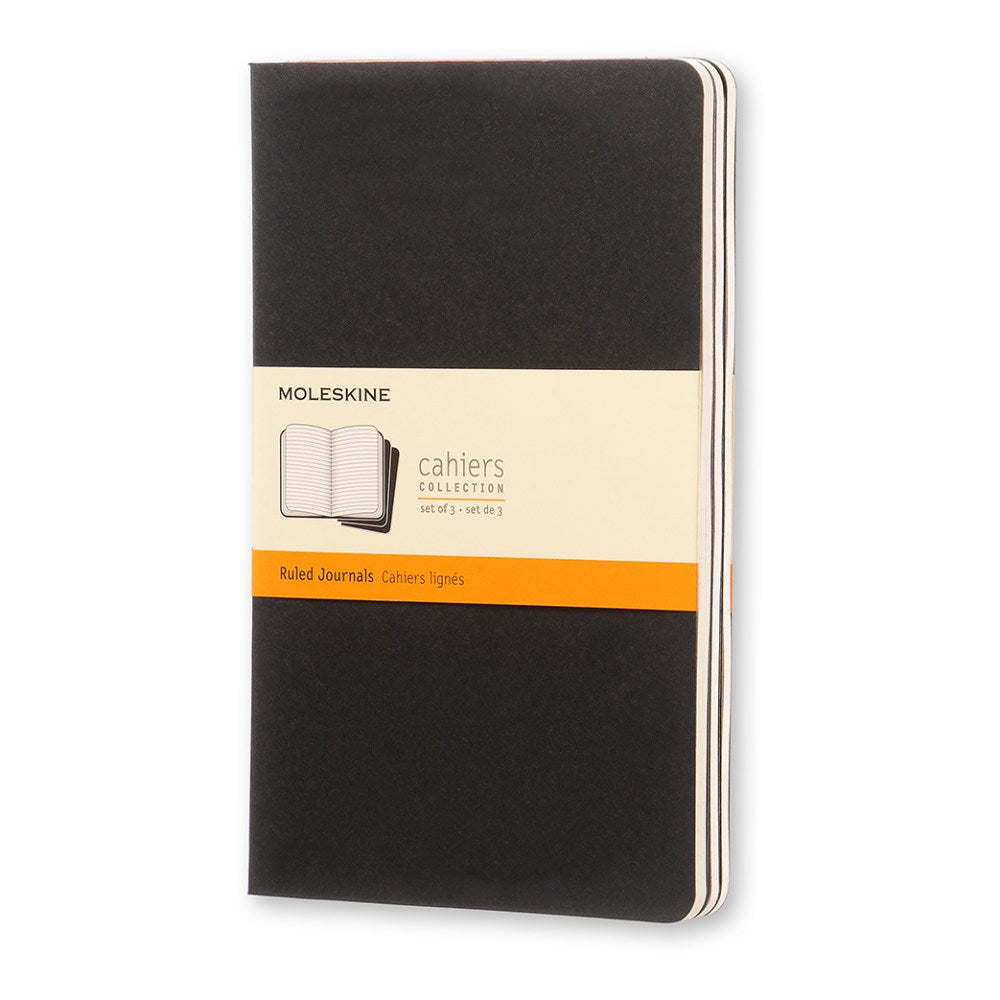 Moleskine Cahier Journals, 5in x 8-1/4in, Ruled, 80 Pages, Black, Set Of 3 Journals