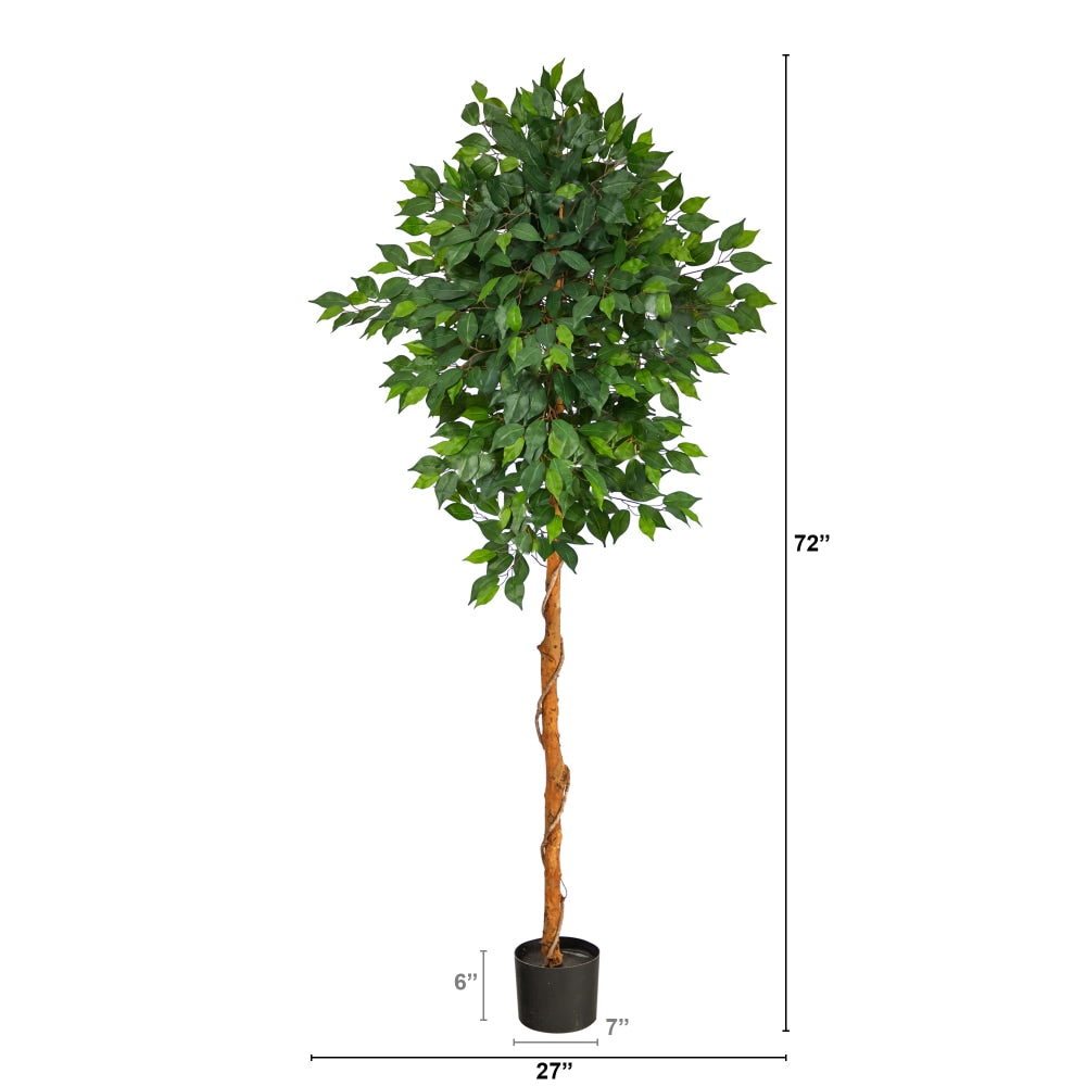 Nearly Natural Ficus 72inH Artificial Plant With Planter, 72inH x 27inW x 16inD, Green/Black