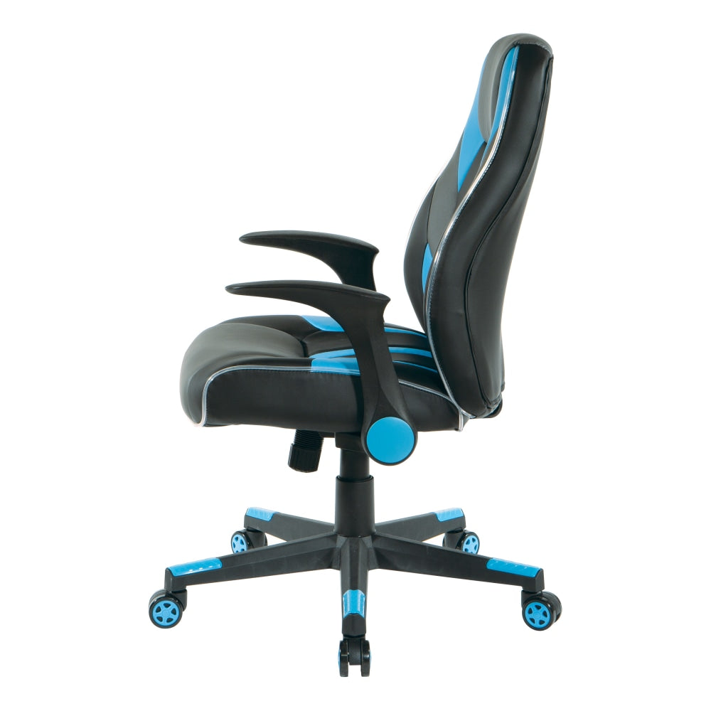 Office Star Output Faux Leather Gaming Chair, Black/Blue