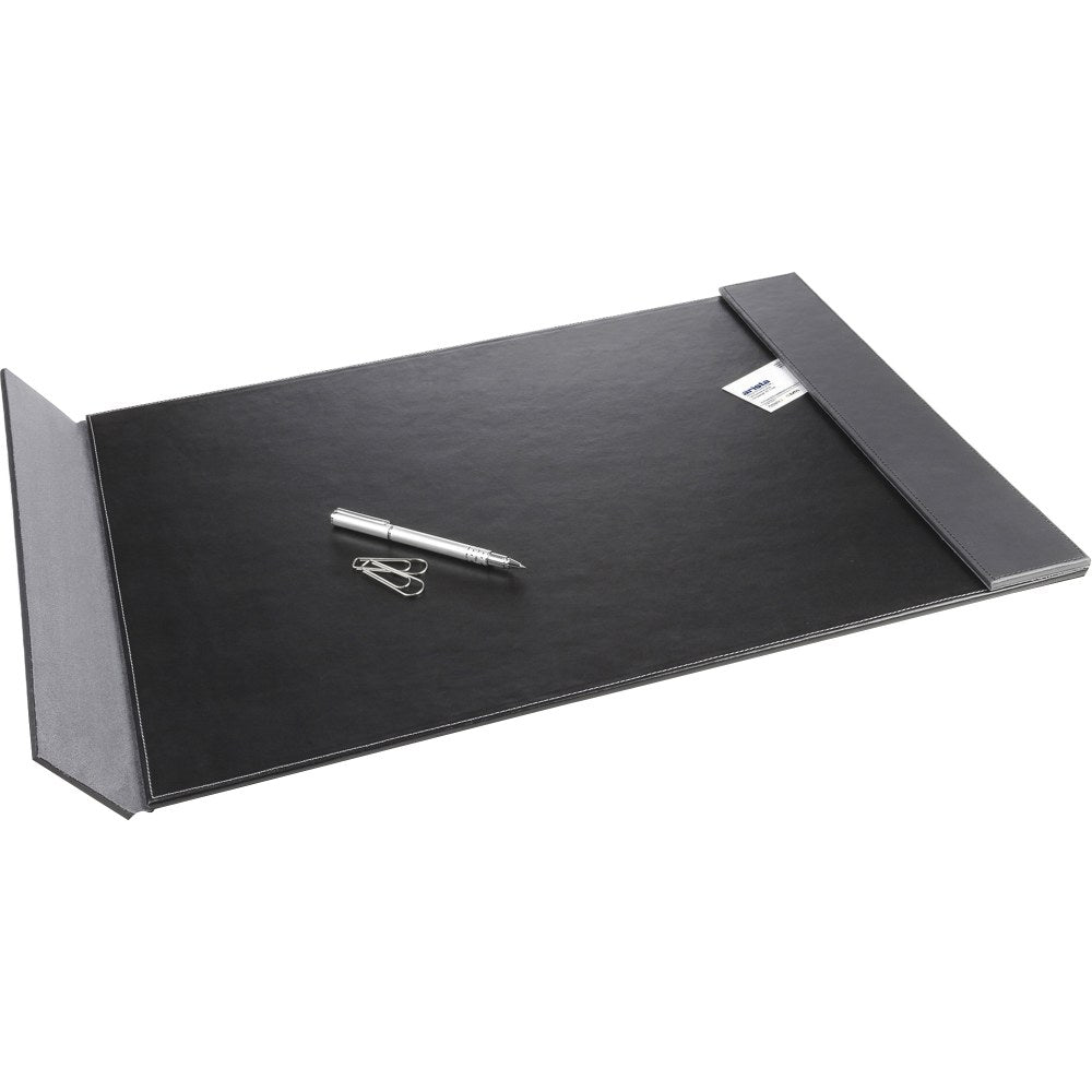 Artistic Classic Desk Pad - Rectangular - 24in Width x 19in Depth - Felt - Leather - Black, Gray