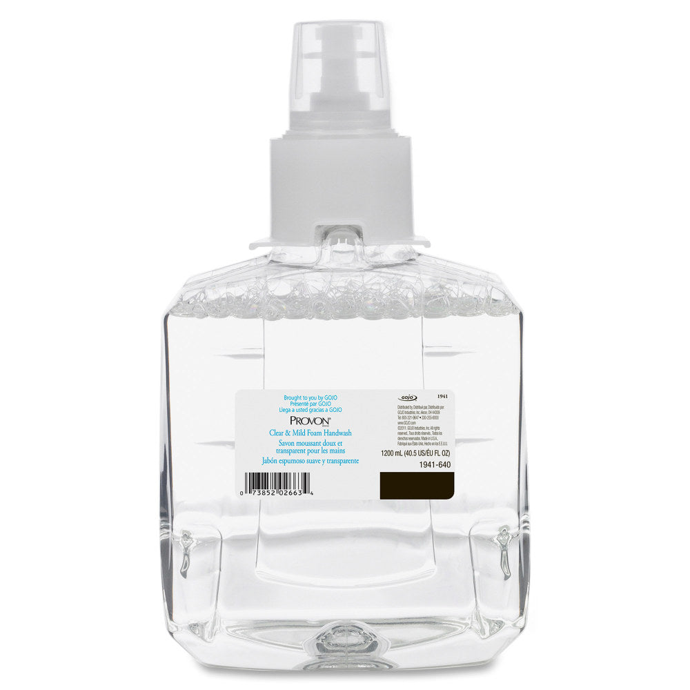 Provon LTX-12 Refill Clear & Mild Foam Handwash - 40.6 fl oz (1200 mL) - Pump Bottle Dispenser - Kill Germs - Skin, Hand - Clear - Rich Lather, Fragrance-free, Dye-free - 2 / Carton