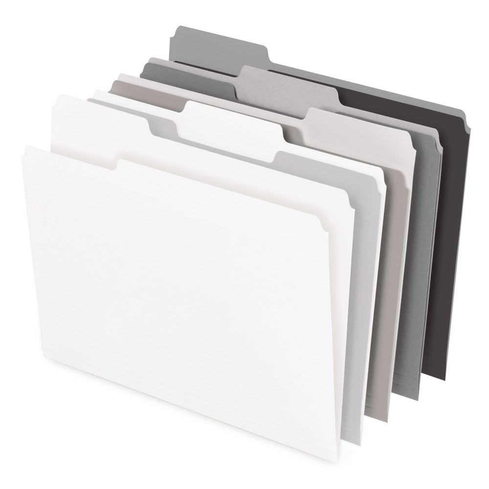 Office Depot Brand File Folders, 1/3 Cut, Letter Size, Assorted Grayscale Colors, Box Of 100 Folders