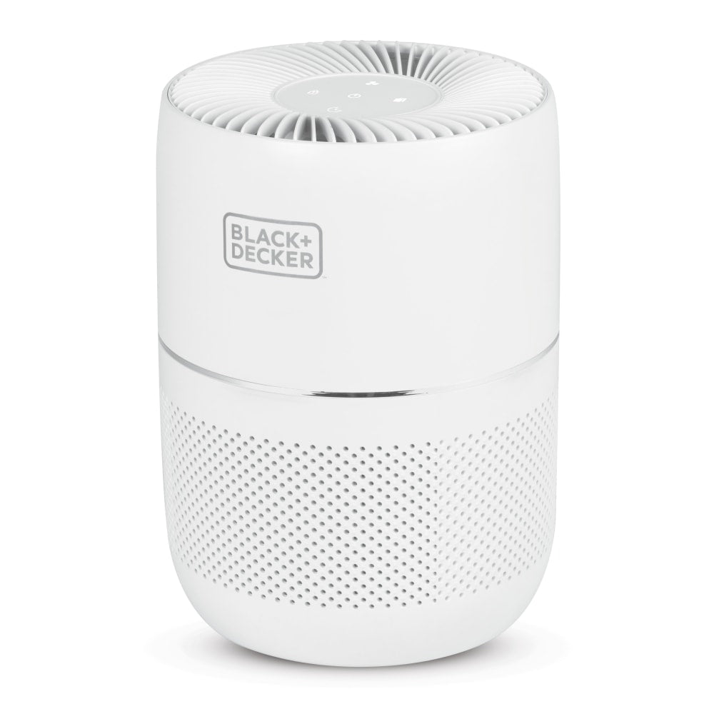 BLACK+DECKER HEPA Tabletop Air Purifier, 93 Sq Ft, 12-1/4inH x 8-15/16inW x 8-15/16inD, White