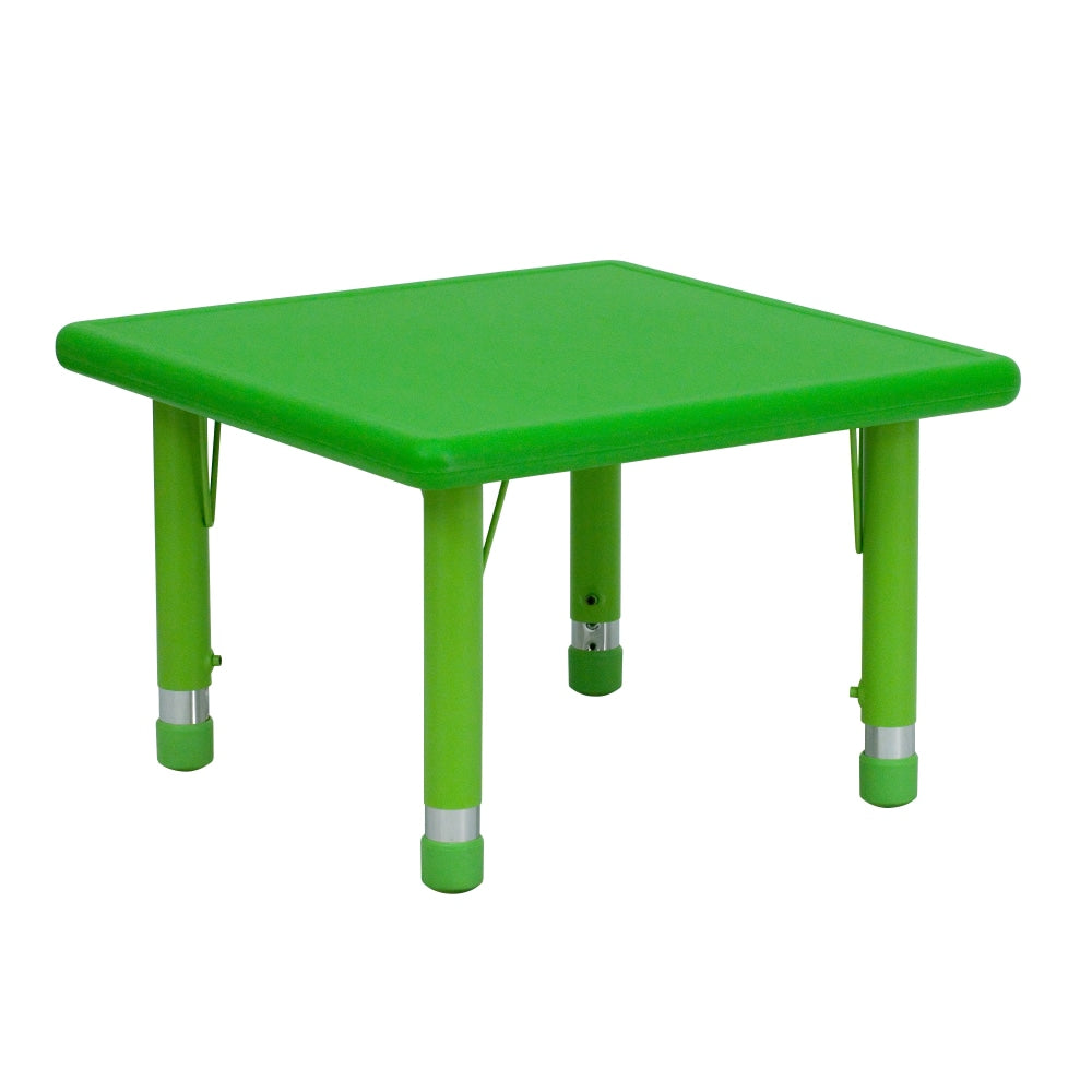 Flash Furniture 24in Square Plastic Height-Adjustable Activity Table, Green