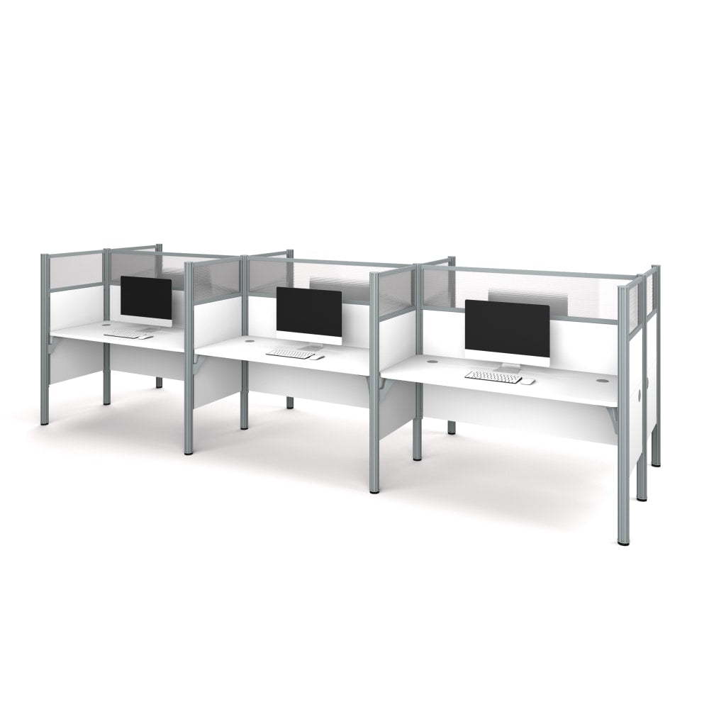 Bestar Pro-Biz 183inW 6-Person Computer Desk Office Cubicles With High Privacy Panels, White