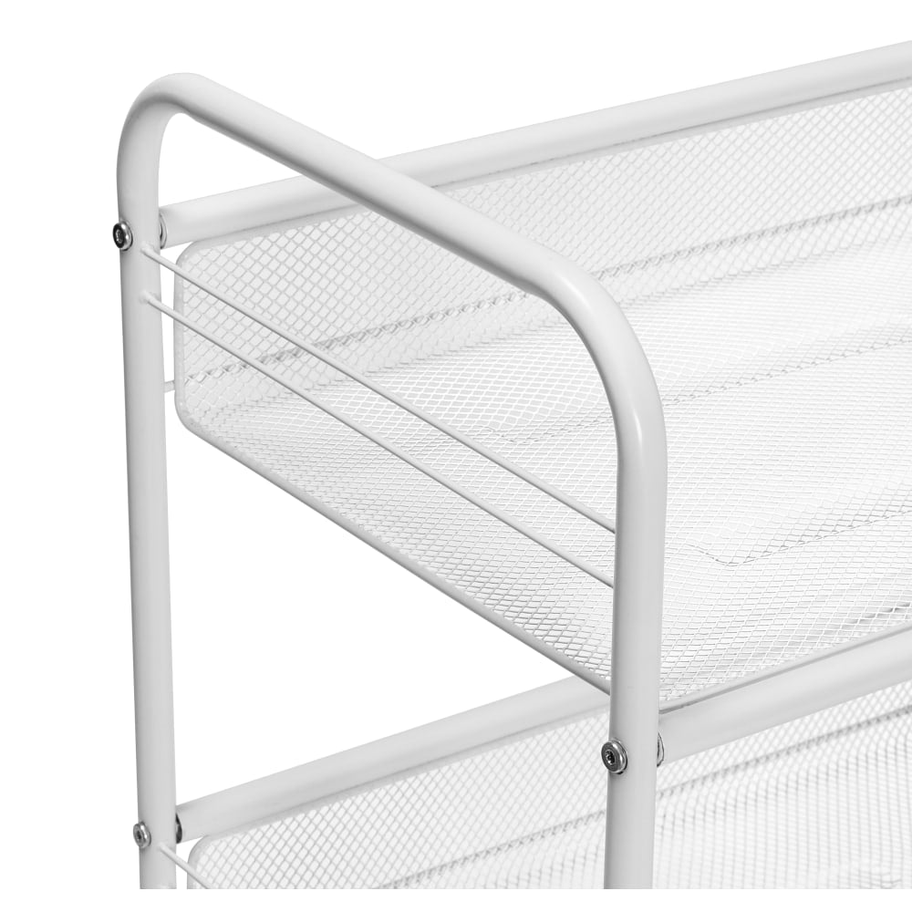 Honey Can Do 3-Shelf Steel Wire Rolling Cart, 34-3/4inH x 18inW x 13inD, White