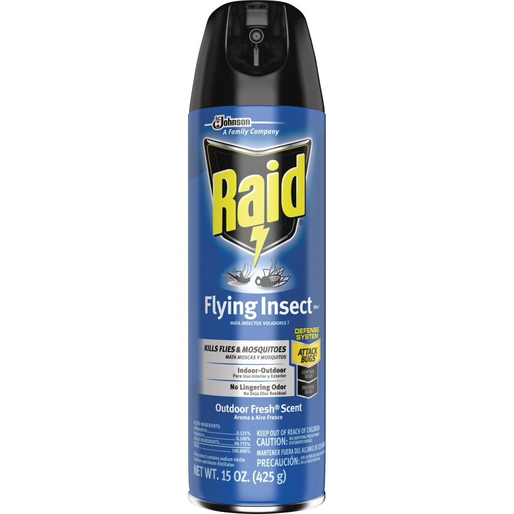 Raid Flying Insect Killer 15 oz - Spray - Kills Flies, Mosquitoes, Gnats, Hornet, Moths, Fruit Fly, Wasp, Yellow Jacket, Bugs - 15 fl oz - Off White