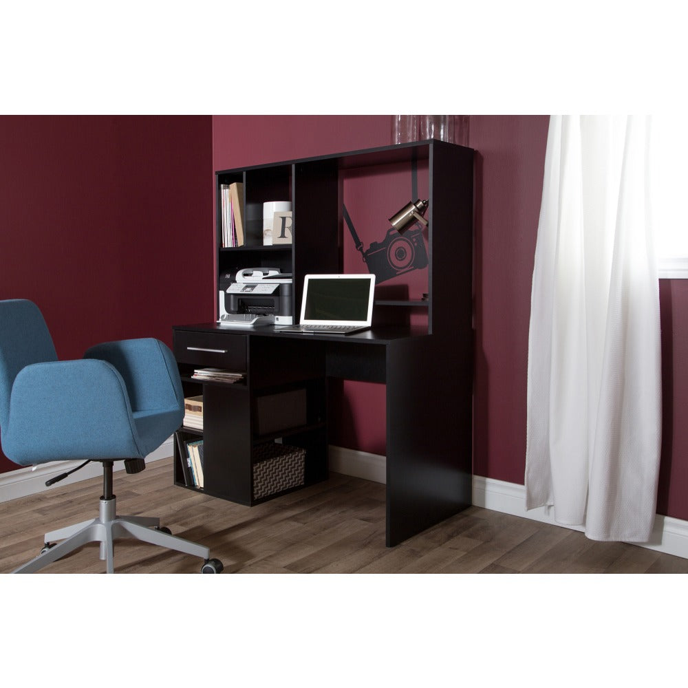 South Shore Annexe 48inW Computer Desk With Hutch, Pure Black