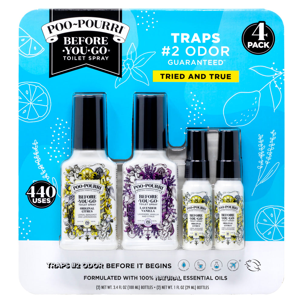 Poo-Pourri Tried And True Before You Go Spray, Citrus Scent, Pack Of 4 Bottles