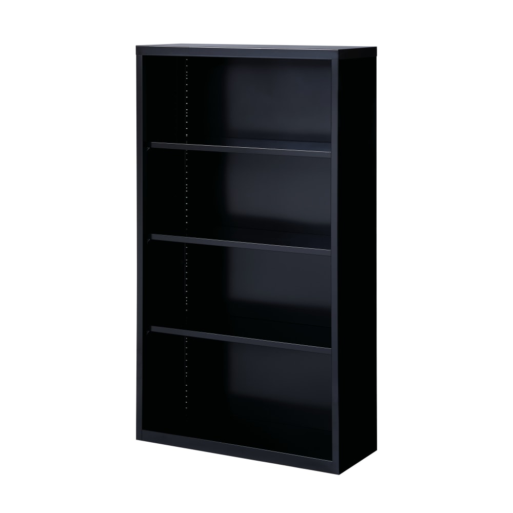 Hirsh 60inH 4-Shelf Metal Bookcase, Black