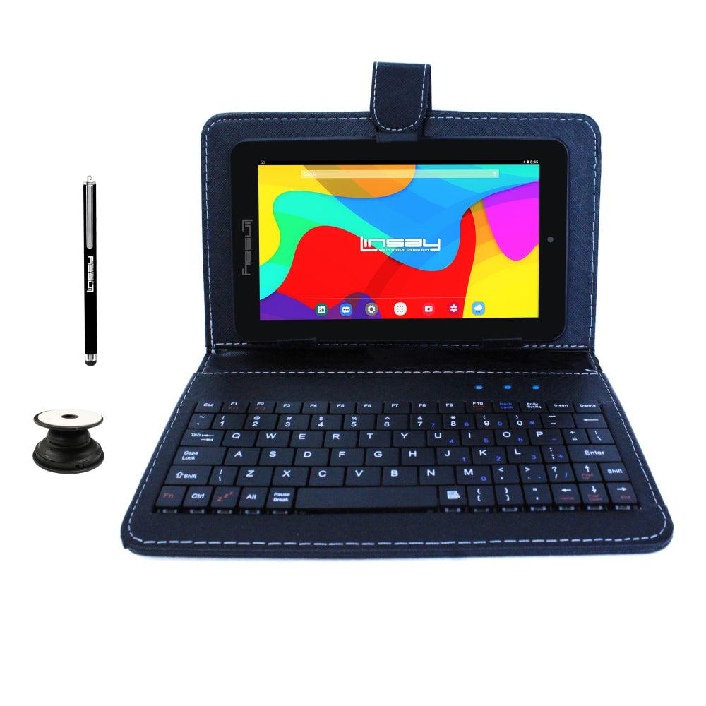 Linsay F7 Tablet, 7in Screen, 2GB Memory, 64GB Storage, Android 13, Black Keyboard