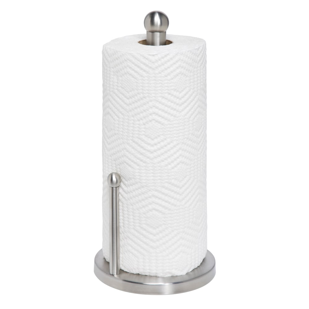 Honey-Can-Do Paper Towel Holder, 14inH x 6 1/8inW x 6 1/8inD, Stainless Steel