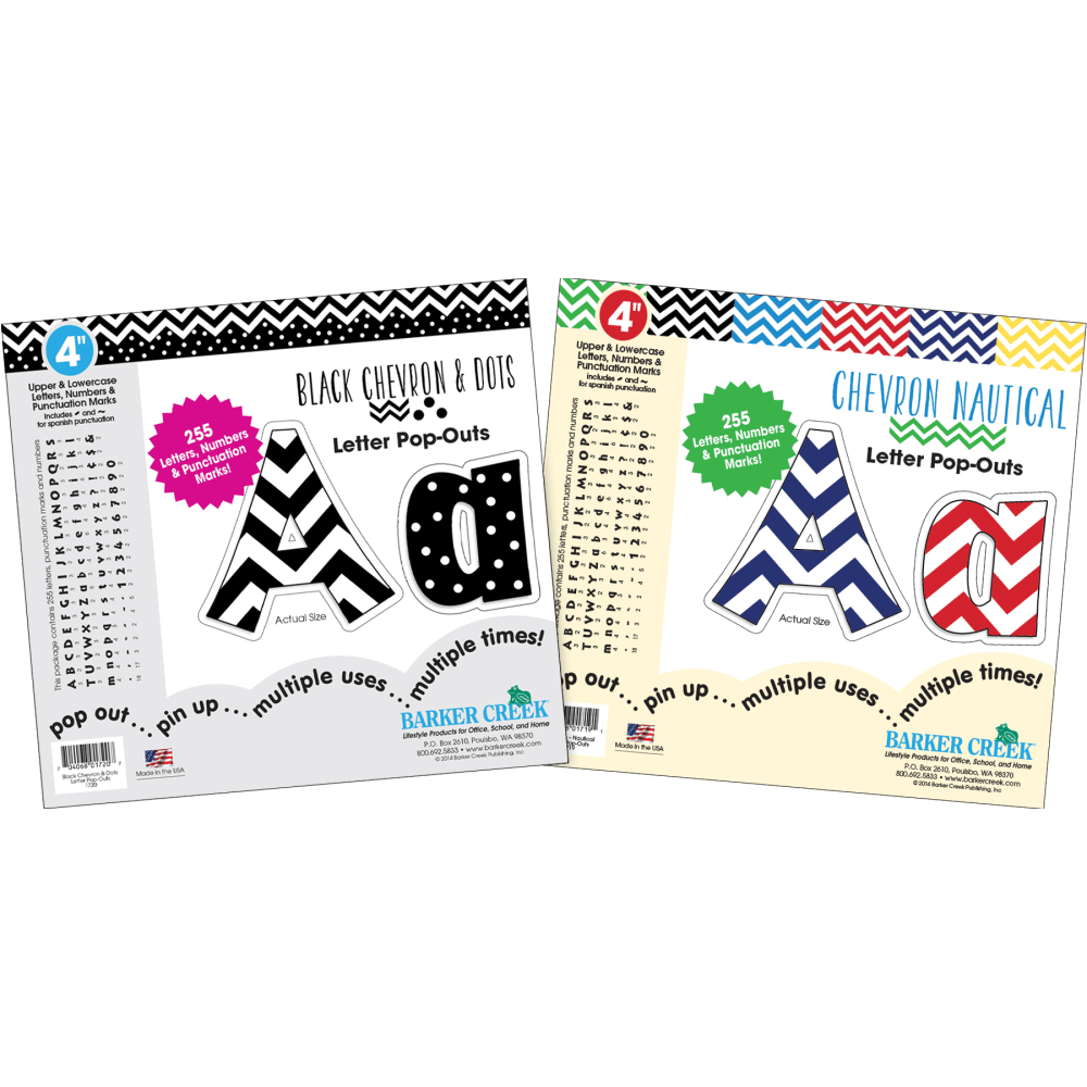 Barker Creek Letter Pop-Outs, 4in, 2 Designs - Chevron, Set of 510 Pop-Outs