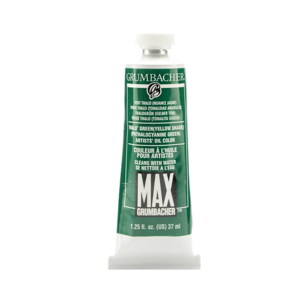 Grumbacher Max Water Miscible Oil Colors, 1.25 Oz, Thalo Green (Yellow Shade), Pack Of 2