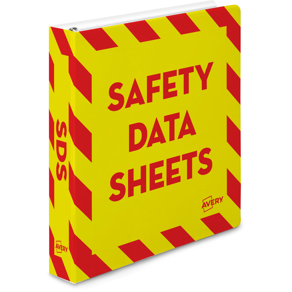 Avery Preprinted Safety Data Sheet 3-Ring Binder, 1 1/2in Rings, Yellow/Red