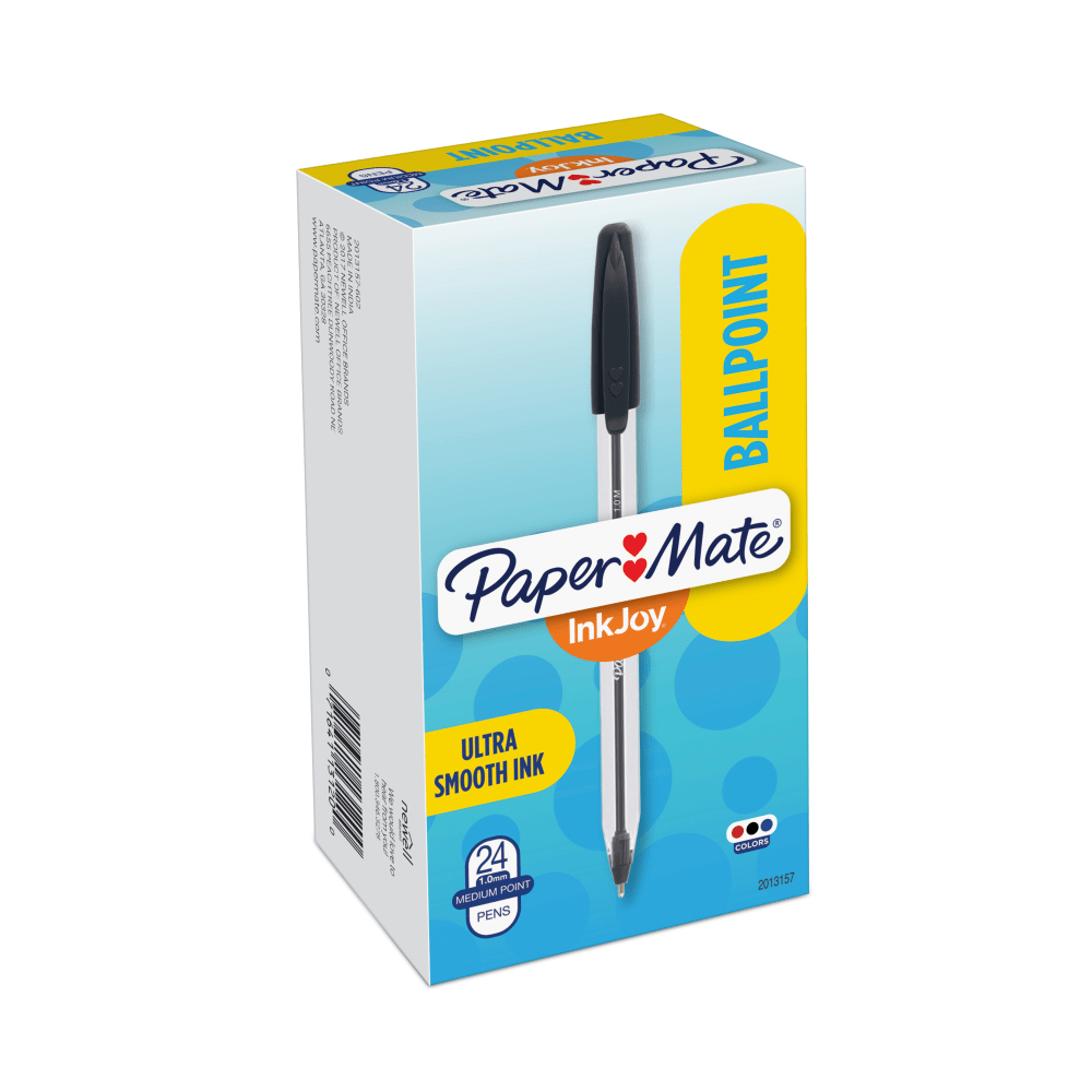 Paper Mate InkJoy 50ST Ballpoint Pens, Medium Point, 1.0 mm , Translucent Barrel, Assorted Ink Colors, Pack Of 24 Pens