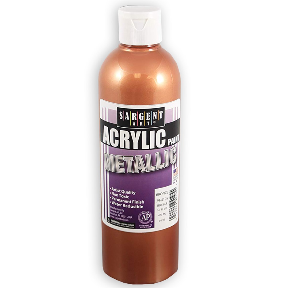 Sargent Art Metallic Acrylic Paint, 16 Oz, Bronze