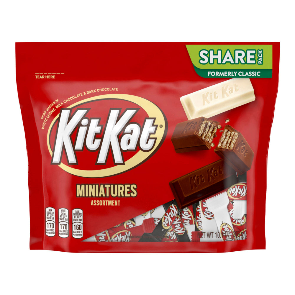 Kit Kat Miniatures Wafer Bar Candy Assortment, 10.1 Oz Bag, Pack Of 3 Bags