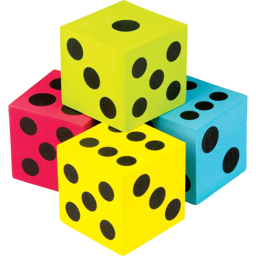 Teacher Created Resources Foam Dice, 2-1/2in, Assorted Colors, 4 Dice Per Pack, Set Of 3 Packs