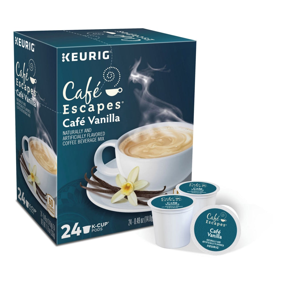 Cafe Escapes Single-Serve Coffee K-Cup Pods, Cafe Vanilla, Carton Of 24