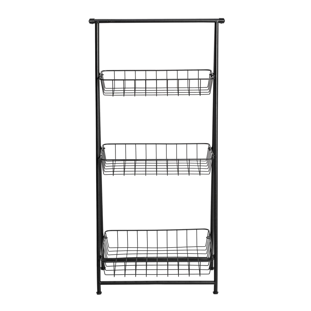 Honey Can Do Folding A-Frame Entryway Shelf, 3 Tiers, 35-13/16inH x 17-5/16inW x 11-13/16inD, Black