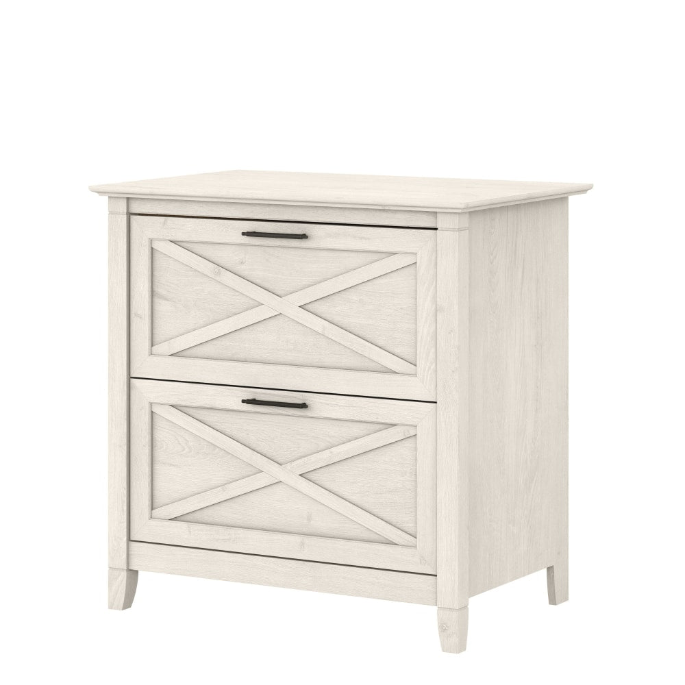 Bush Furniture Key West 30inW x 19-7/8inD Lateral 2-Drawer File Cabinet, Linen White Oak, Standard Delivery