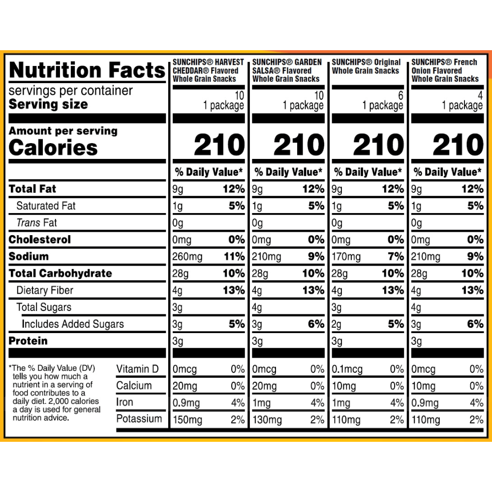 Frito-Lay Sunchips Variety Pack, 1.5 Oz Bags, Assorted Flavors, Pack Of 30 Bags