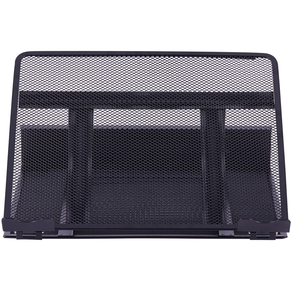 Lorell Mesh Laptop Stand - 3.5in Height x 13in Width x 11.5in Depth - Desktop - Steel, Metal - Black