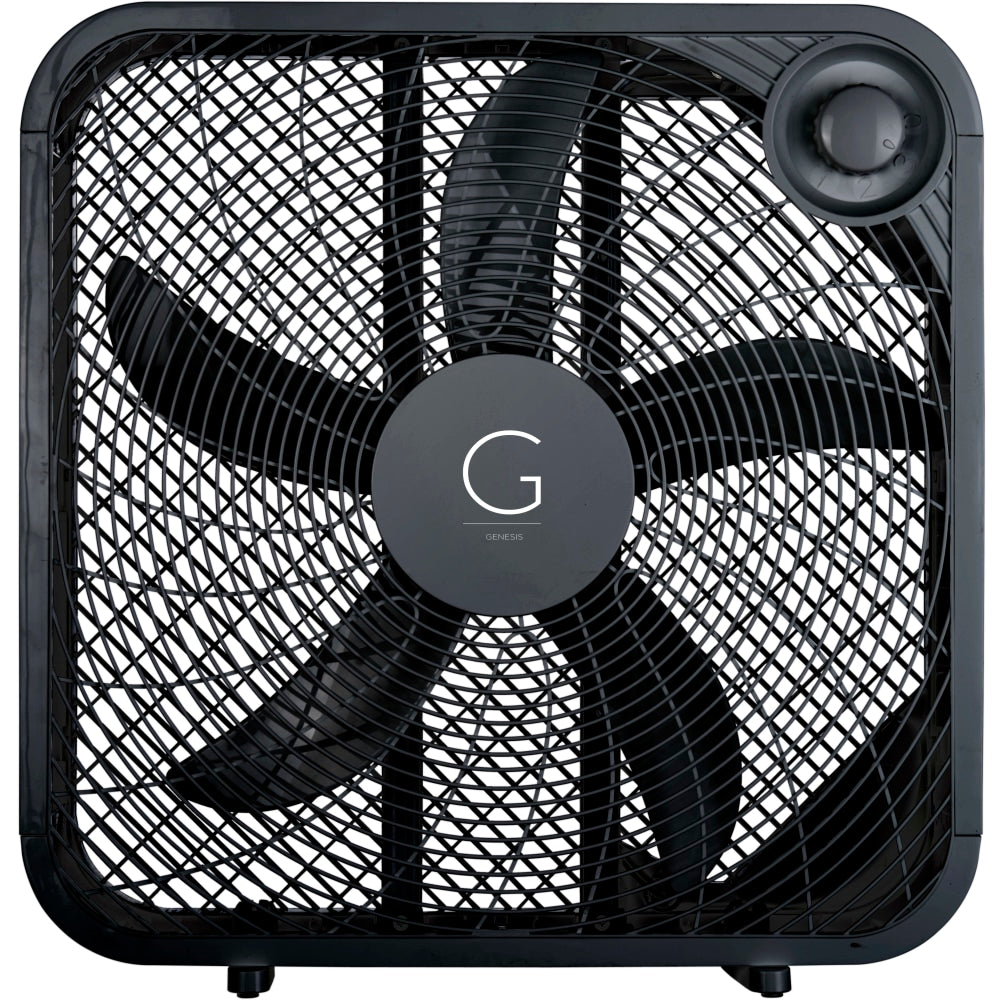 Genesis 3-Speed Box Fan With Max Cooling Technology, 20in, Black