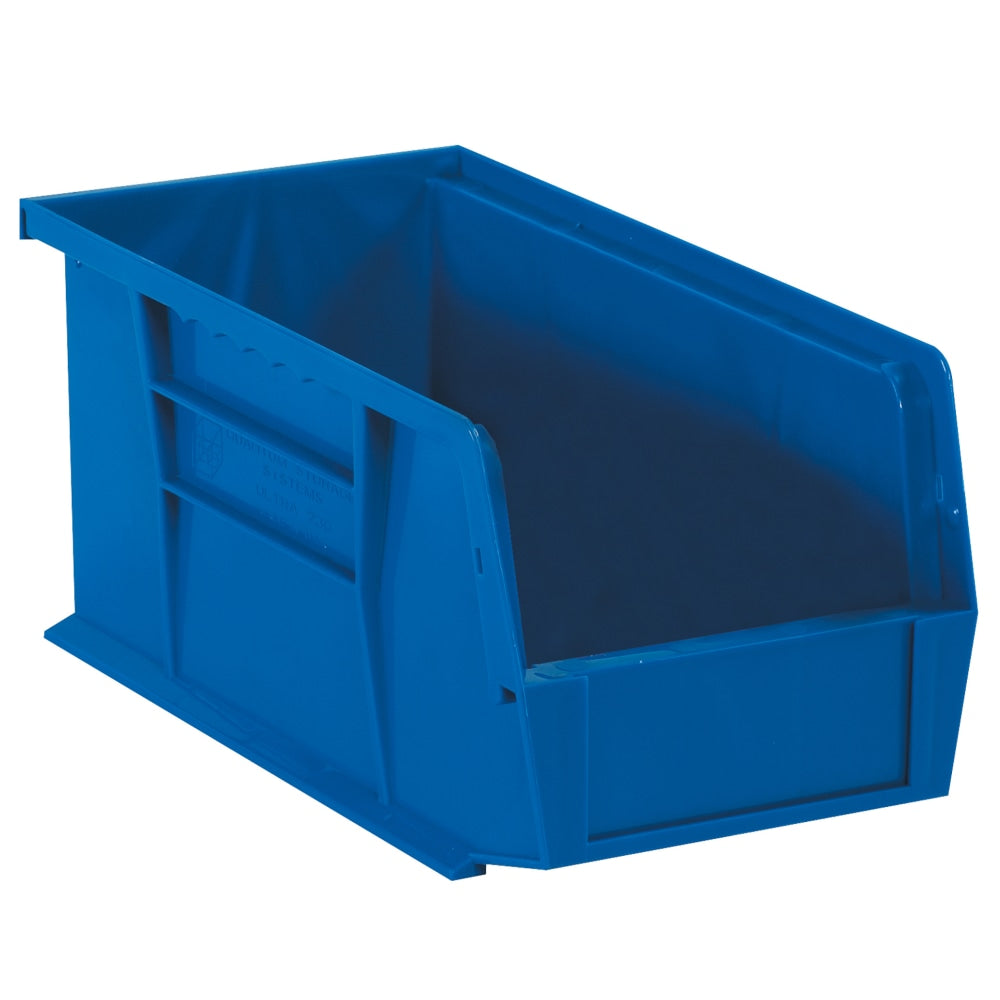 Partners Brand Plastic Stack & Hang Bin Boxes, Small Size, 10 7/8in x 5 1/2in x 5in, Blue, Pack Of 12