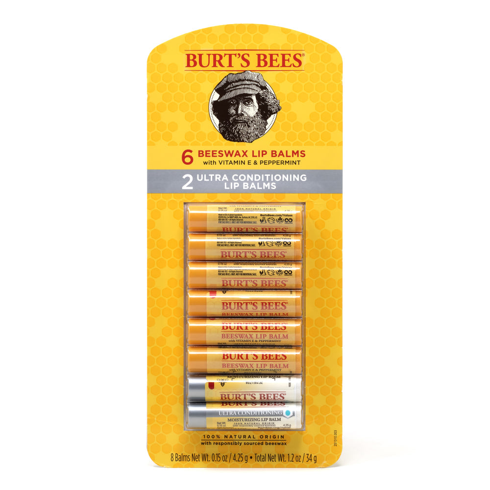 Burts Bees Lip Balm Variety Pack, Box Of 8 Balms