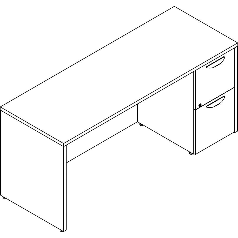 Lorell Prominence 2.0 66inW Right-Pedestal Computer Desk, Gray Elm