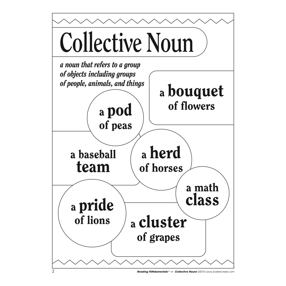 Barker Creek Grammar Activity Book, Collective Nouns, Grades 1 To College