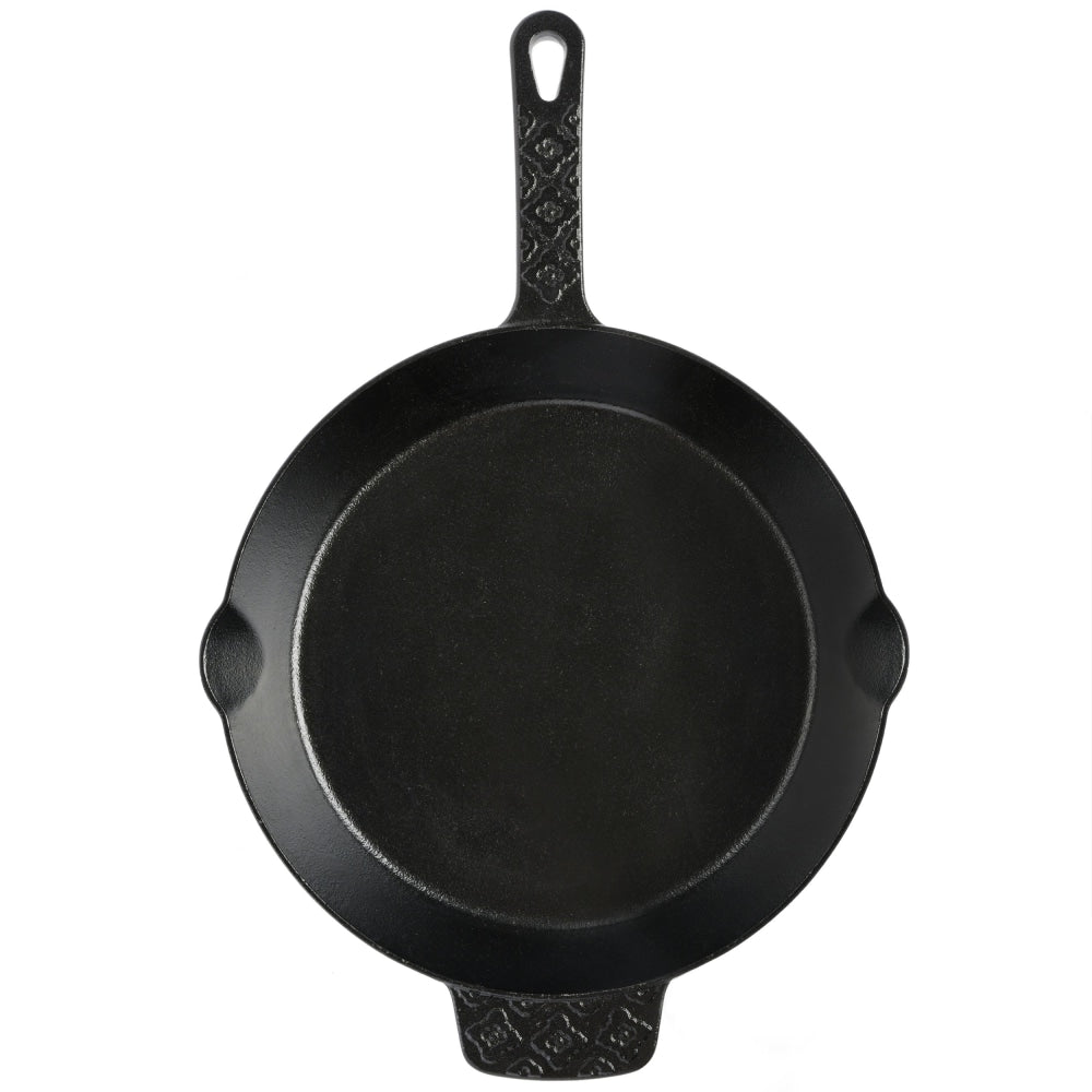 Spice by Tia Mowry Savory Saffron Pre-Seasoned Cast Iron Skillet, 10in, Black