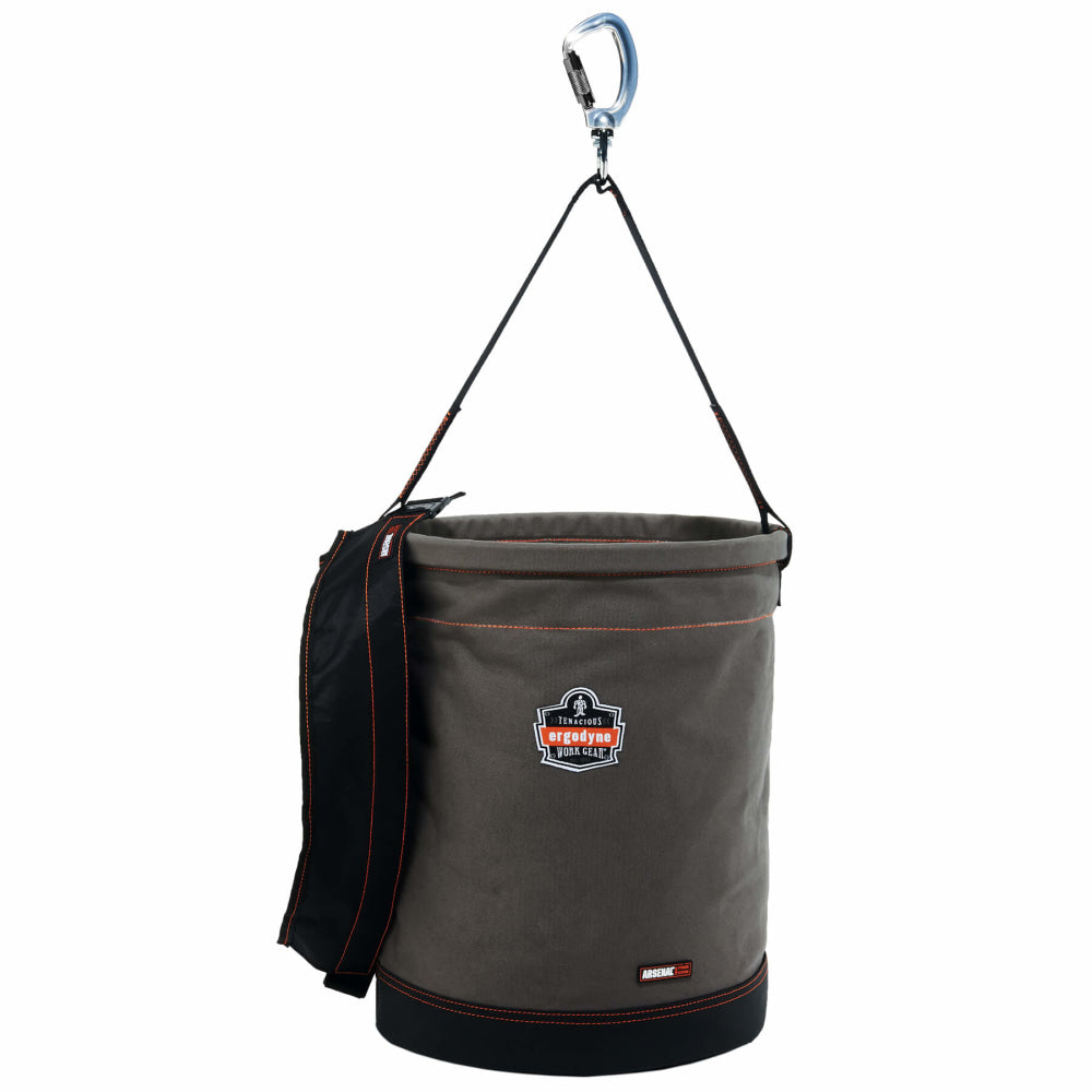 Ergodyne Arsenal 5945T Swiveling Carabiner Canvas Hoist Bucket With Top, 20in x 16in, Gray